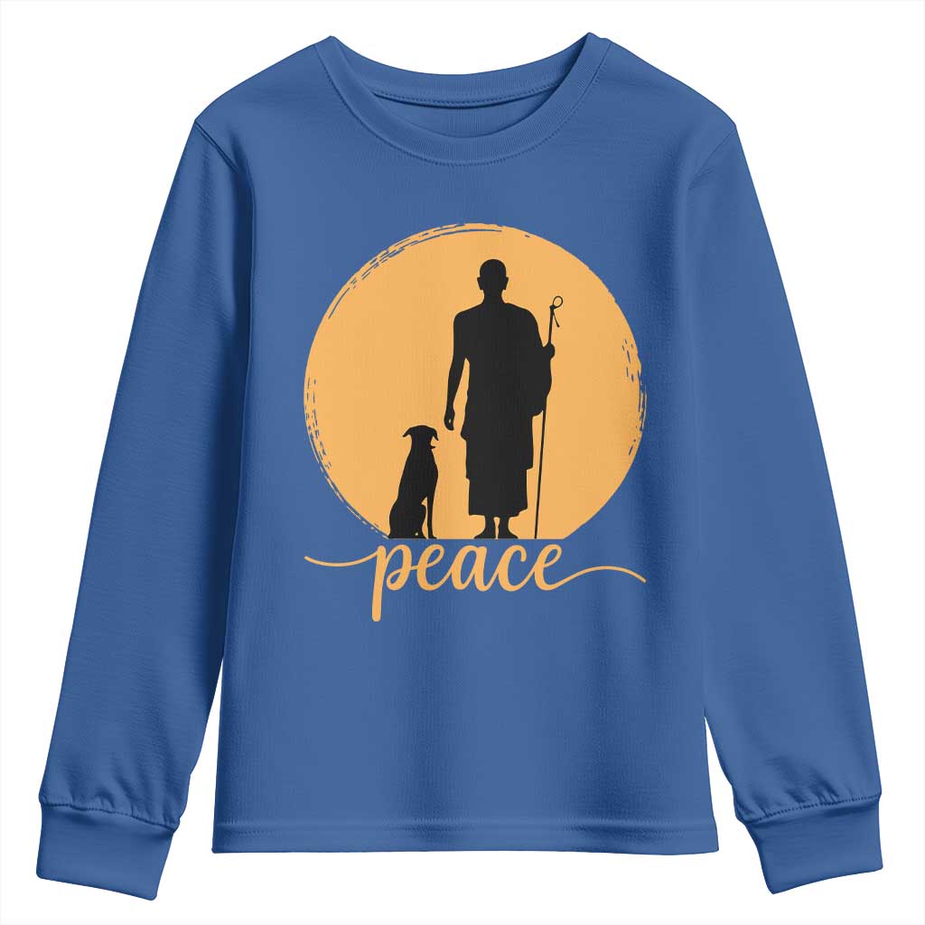 Monk and Dog Silhouette Peace Youth Sweatshirt Spiritual Walk for Peace Sunset - Wonder Print Shop