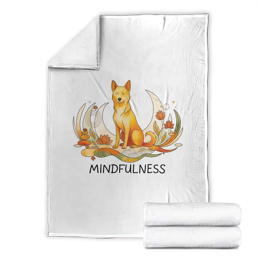 Mindful Aloka the Dog Mindfulness Throw Blanket Zen Lotus Spiritual Calm