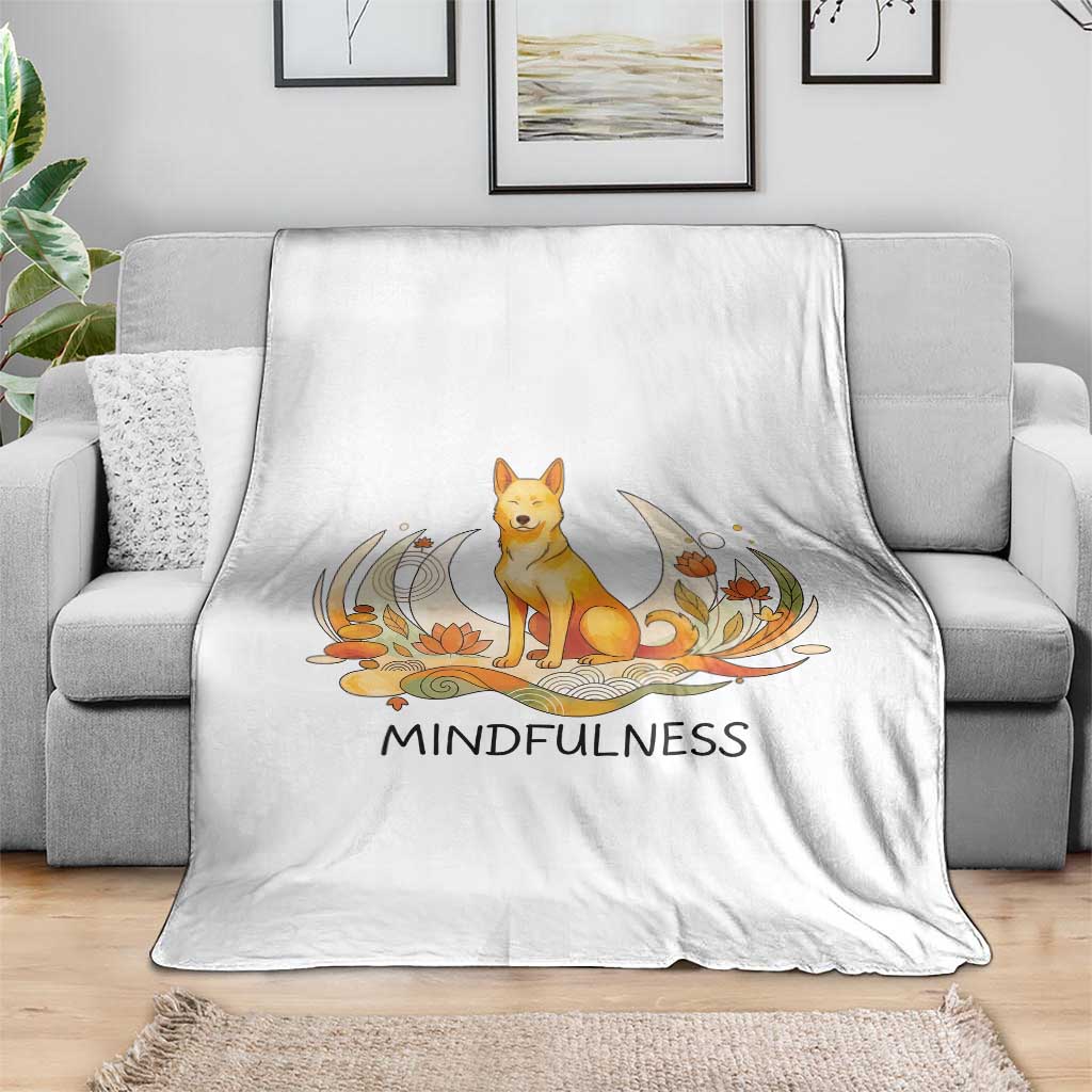 Mindful Aloka the Dog Mindfulness Throw Blanket Zen Lotus Spiritual Calm