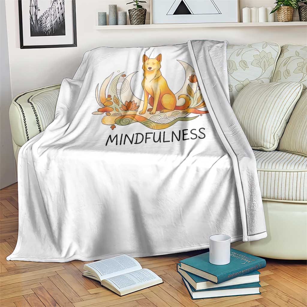 Mindful Aloka the Dog Mindfulness Throw Blanket Zen Lotus Spiritual Calm