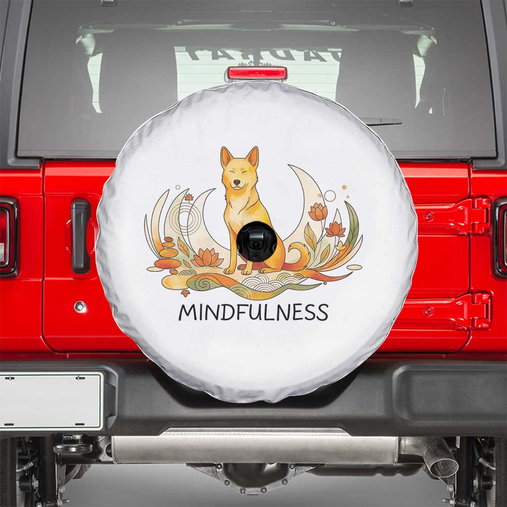 Mindful Aloka the Dog Mindfulness Spare Tire Cover Zen Lotus Spiritual Calm