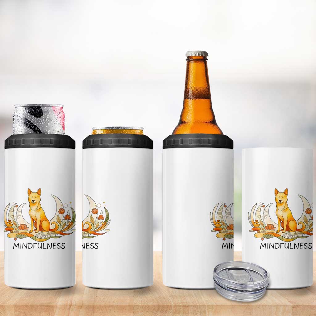 Mindful Aloka the Dog Mindfulness 4 in 1 Can Cooler Tumbler Zen Lotus Spiritual Calm