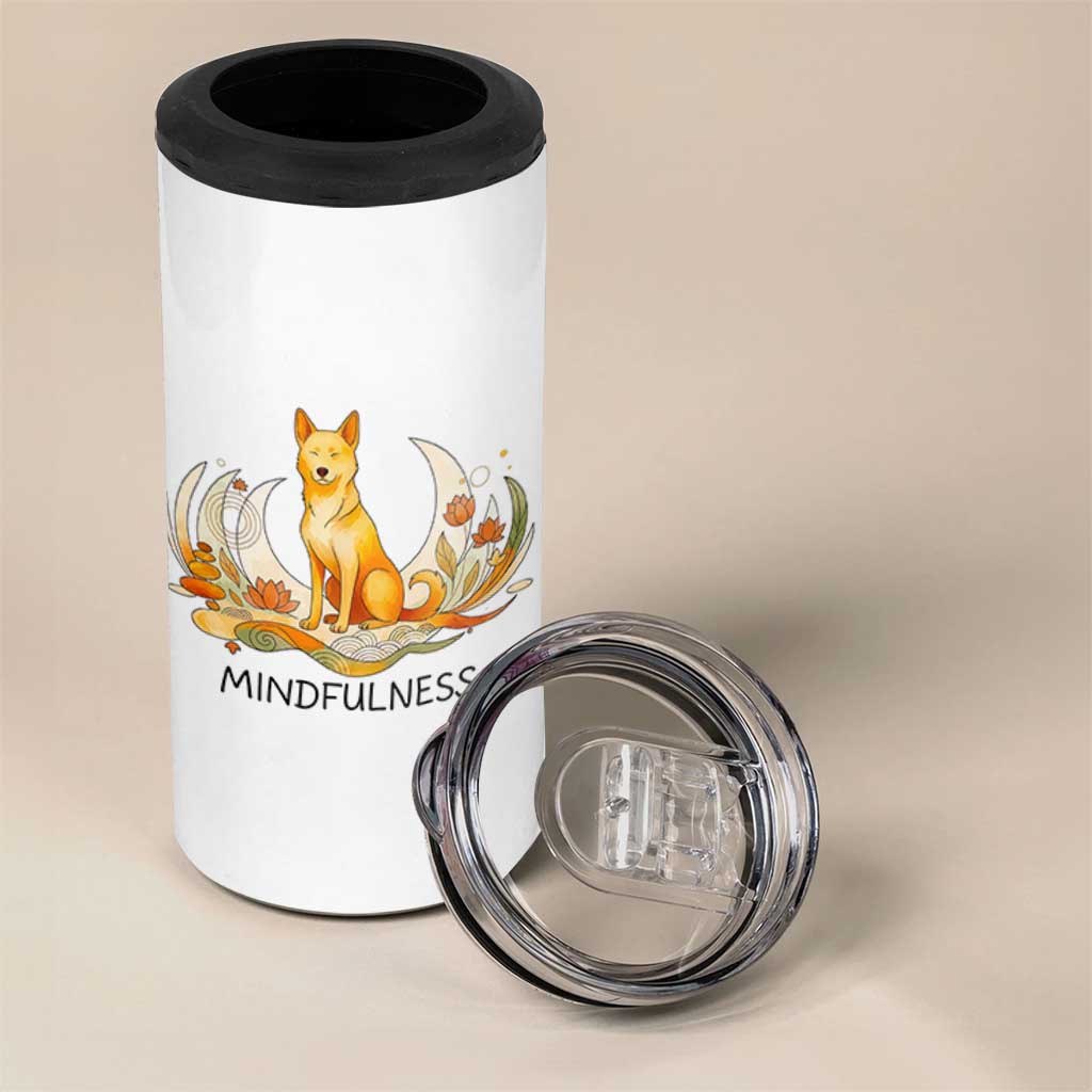 Mindful Aloka the Dog Mindfulness 4 in 1 Can Cooler Tumbler Zen Lotus Spiritual Calm