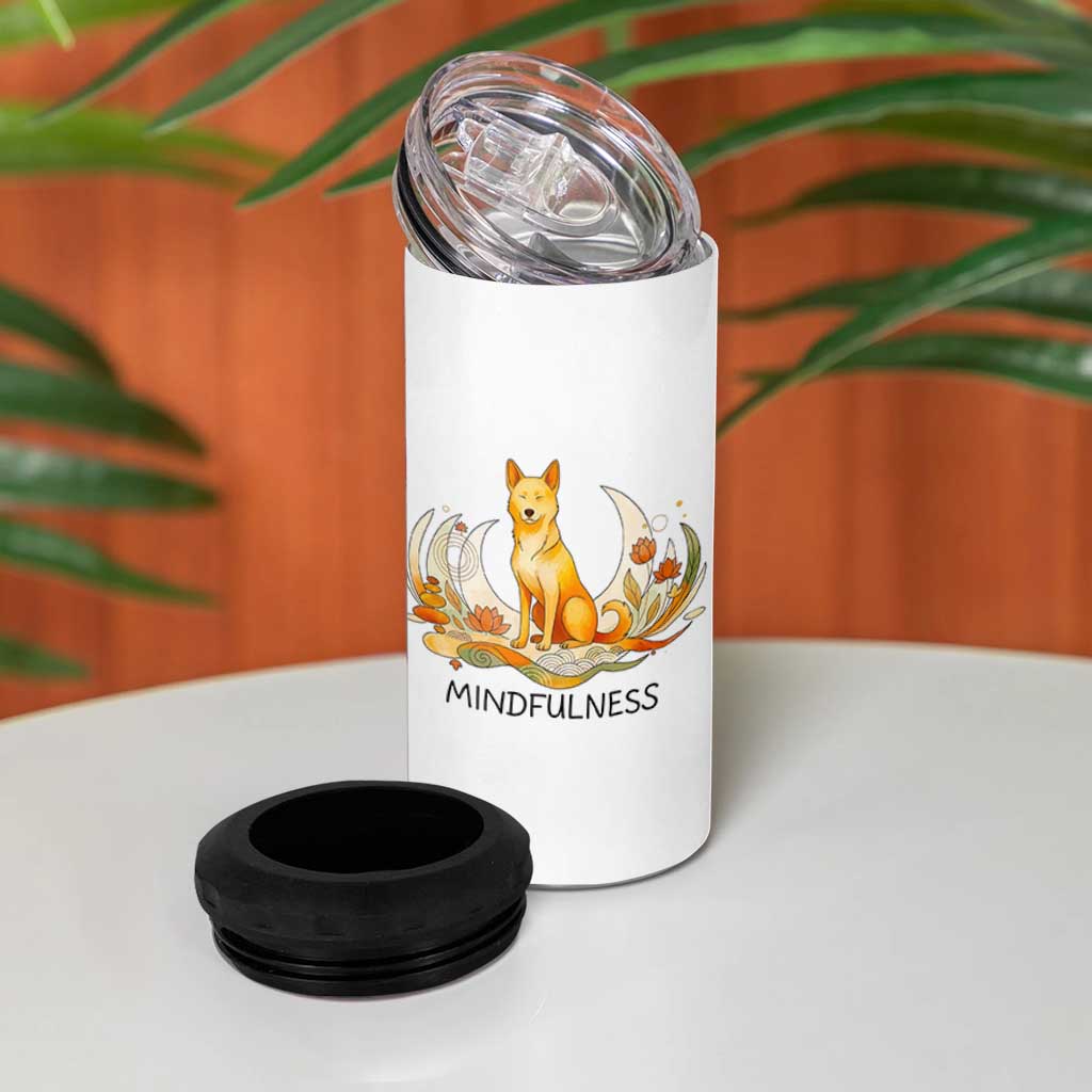 Mindful Aloka the Dog Mindfulness 4 in 1 Can Cooler Tumbler Zen Lotus Spiritual Calm
