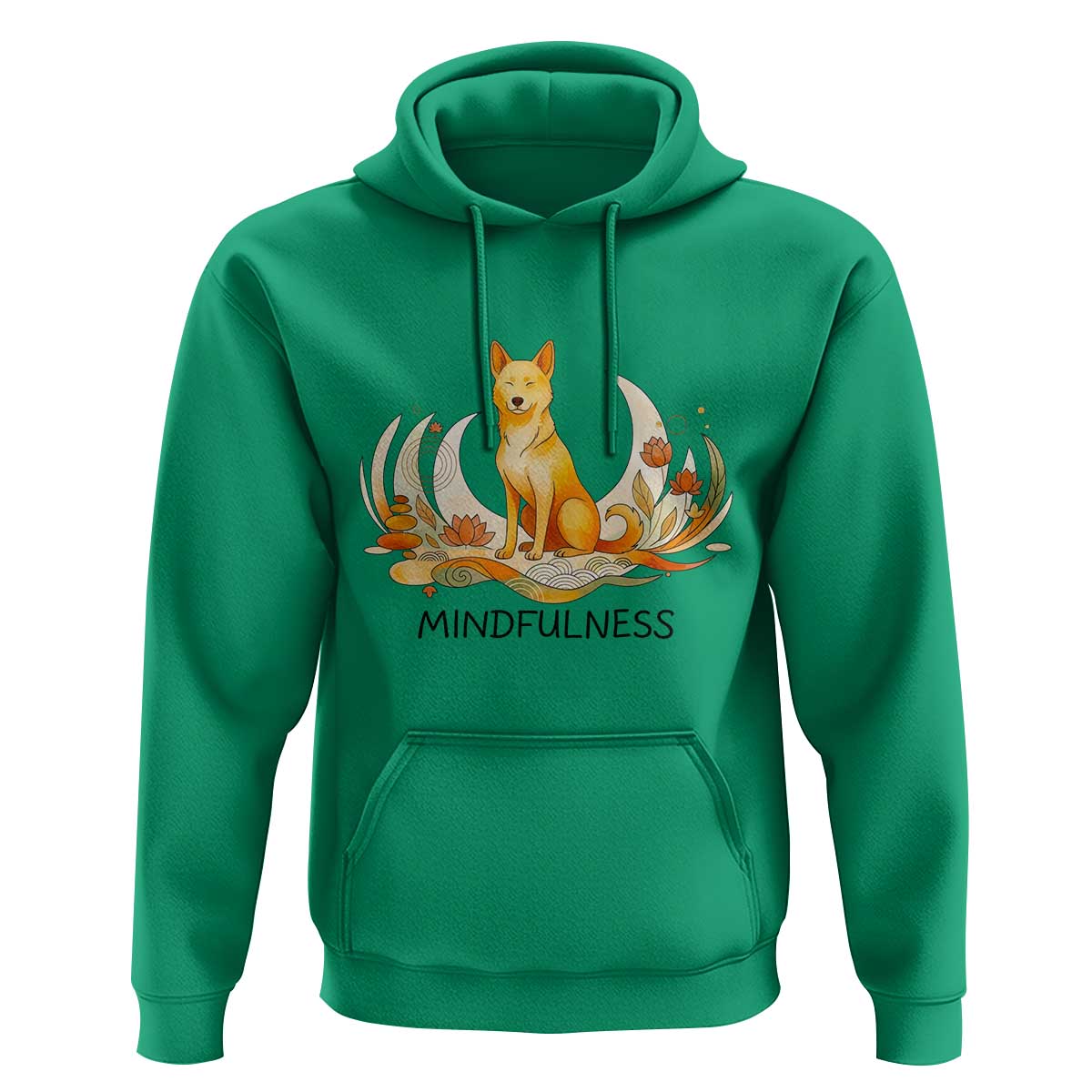 Mindful Aloka the Dog Mindfulness Hoodie Zen Lotus Spiritual Calm