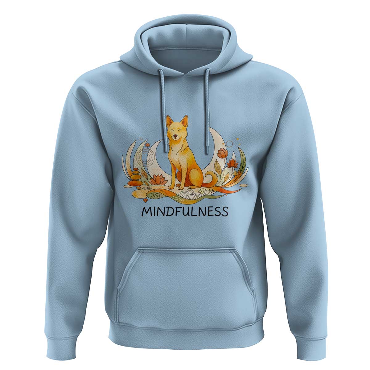 Mindful Aloka the Dog Mindfulness Hoodie Zen Lotus Spiritual Calm