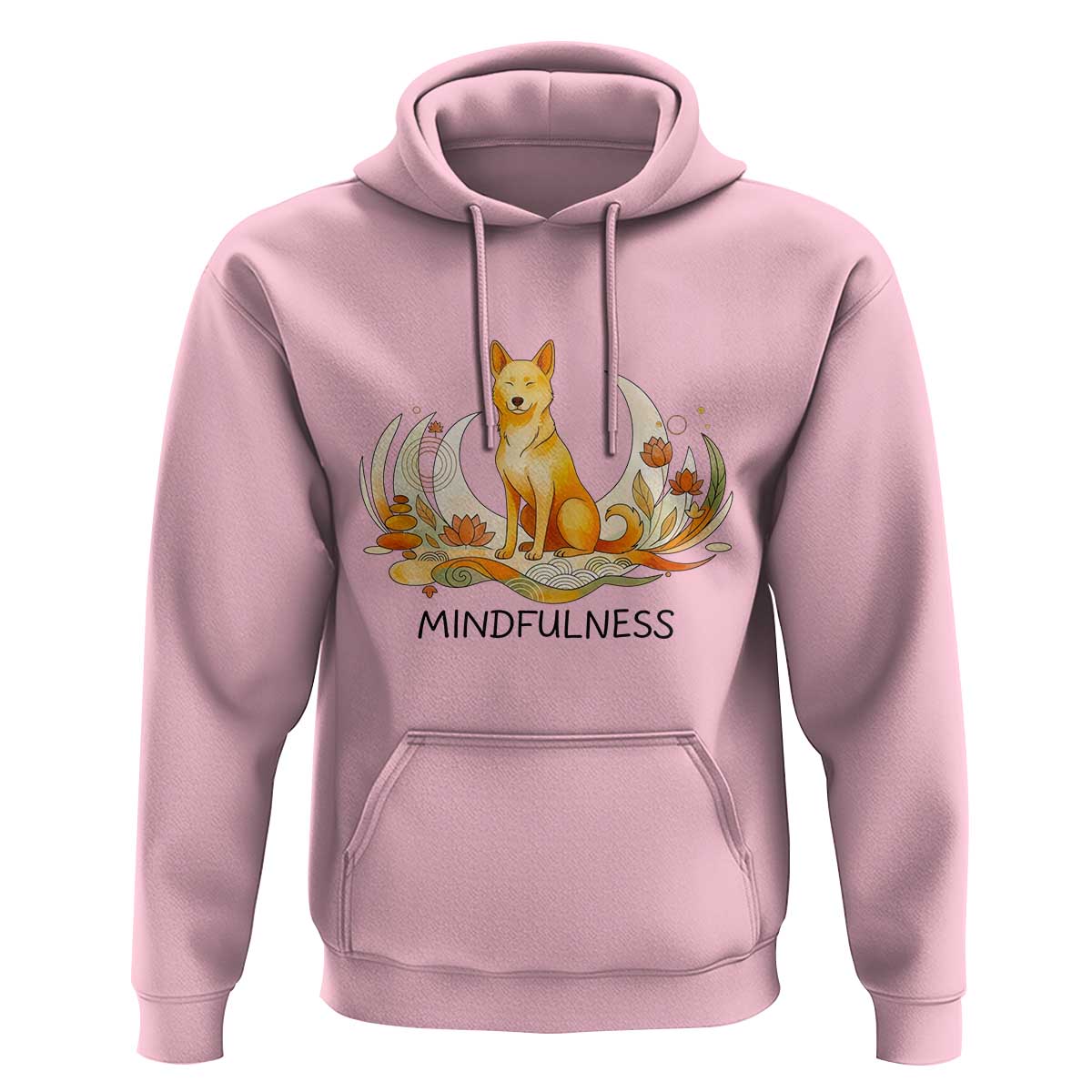 Mindful Aloka the Dog Mindfulness Hoodie Zen Lotus Spiritual Calm