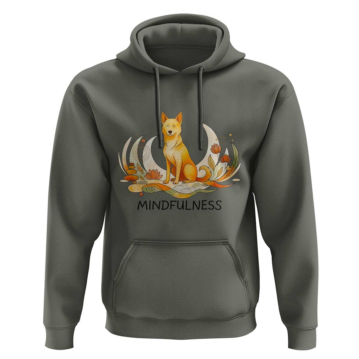 Mindful Aloka the Dog Mindfulness Hoodie Zen Lotus Spiritual Calm