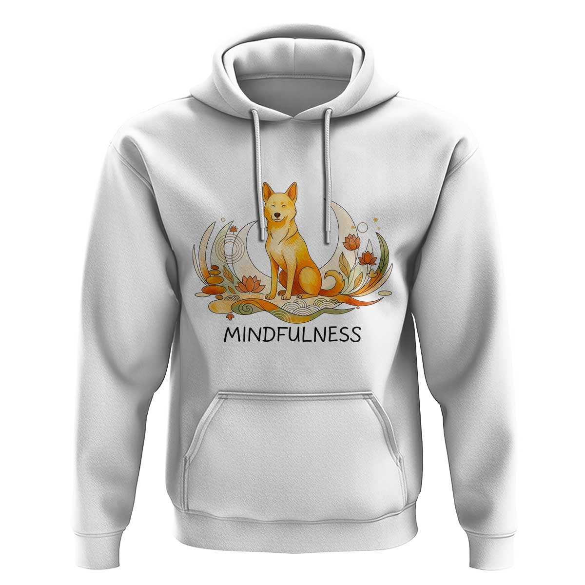 Mindful Aloka the Dog Mindfulness Hoodie Zen Lotus Spiritual Calm