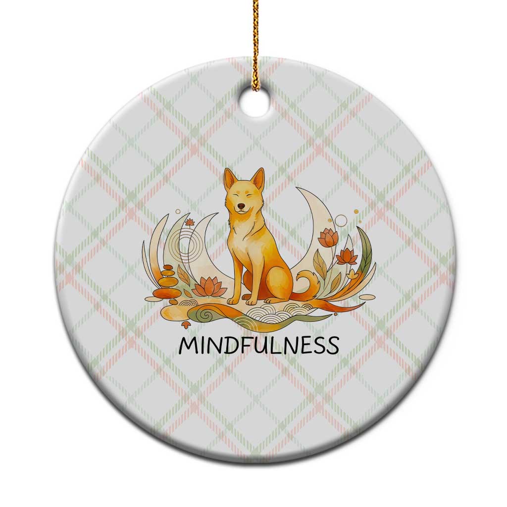Mindful Aloka the Dog Mindfulness Ceramic Ornament Zen Lotus Spiritual Calm