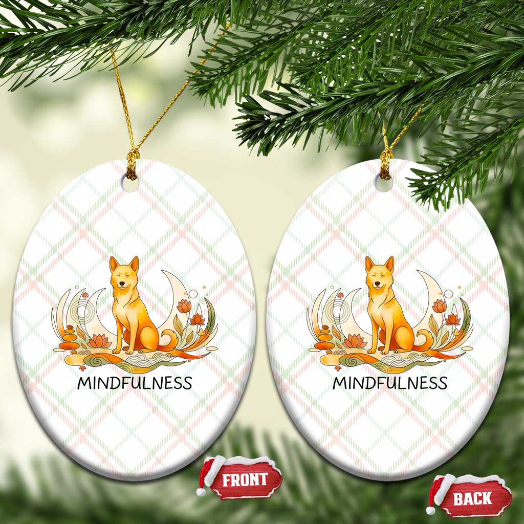 Mindful Aloka the Dog Mindfulness Ceramic Ornament Zen Lotus Spiritual Calm