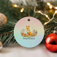 Mindful Aloka the Dog Mindfulness Ceramic Ornament Zen Lotus Spiritual Calm