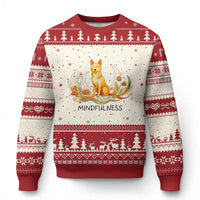 Mindful Aloka the Dog Mindfulness Ugly Christmas Sweater Zen Lotus Spiritual Calm