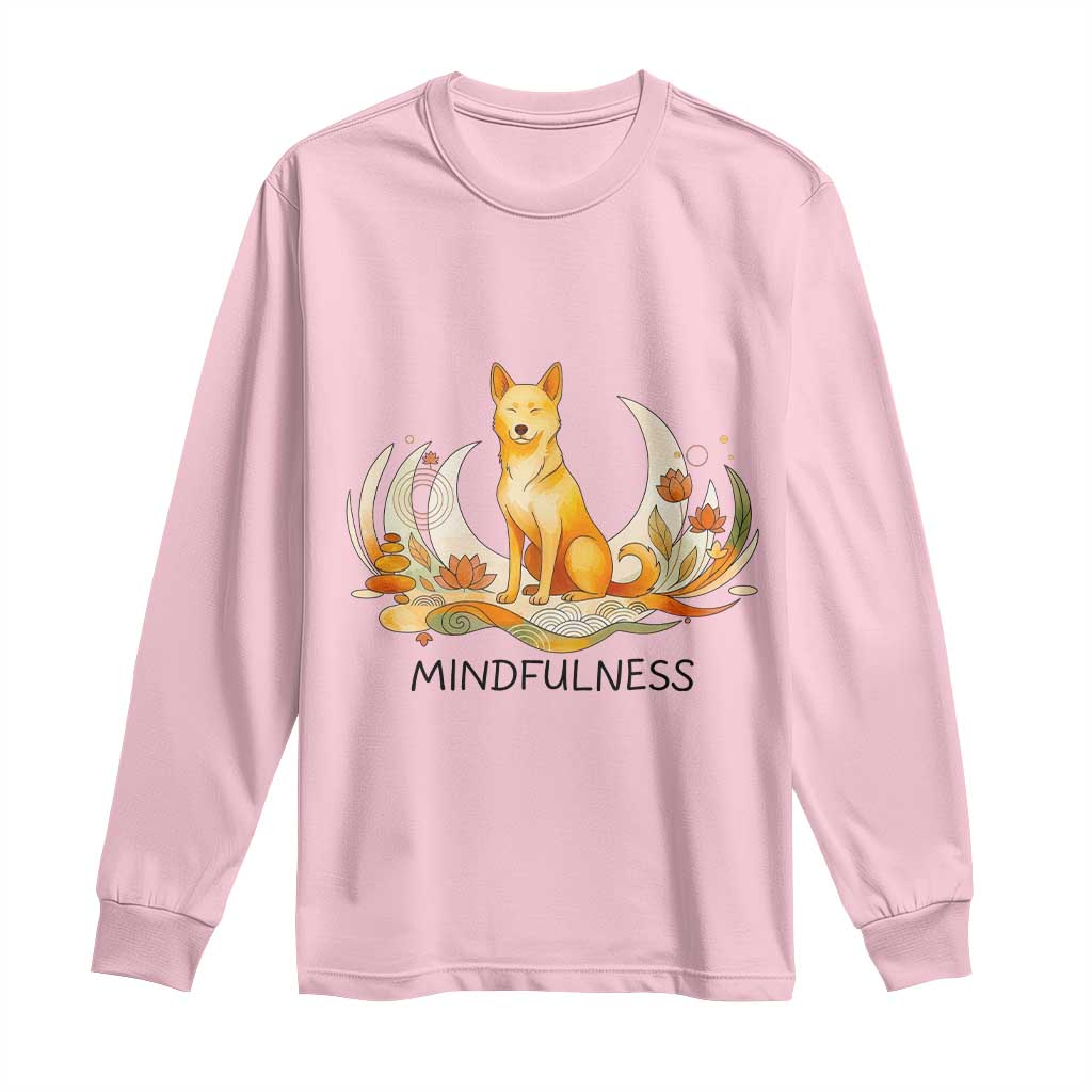 Mindful Aloka the Dog Mindfulness Long Sleeve Shirt Zen Lotus Spiritual Calm