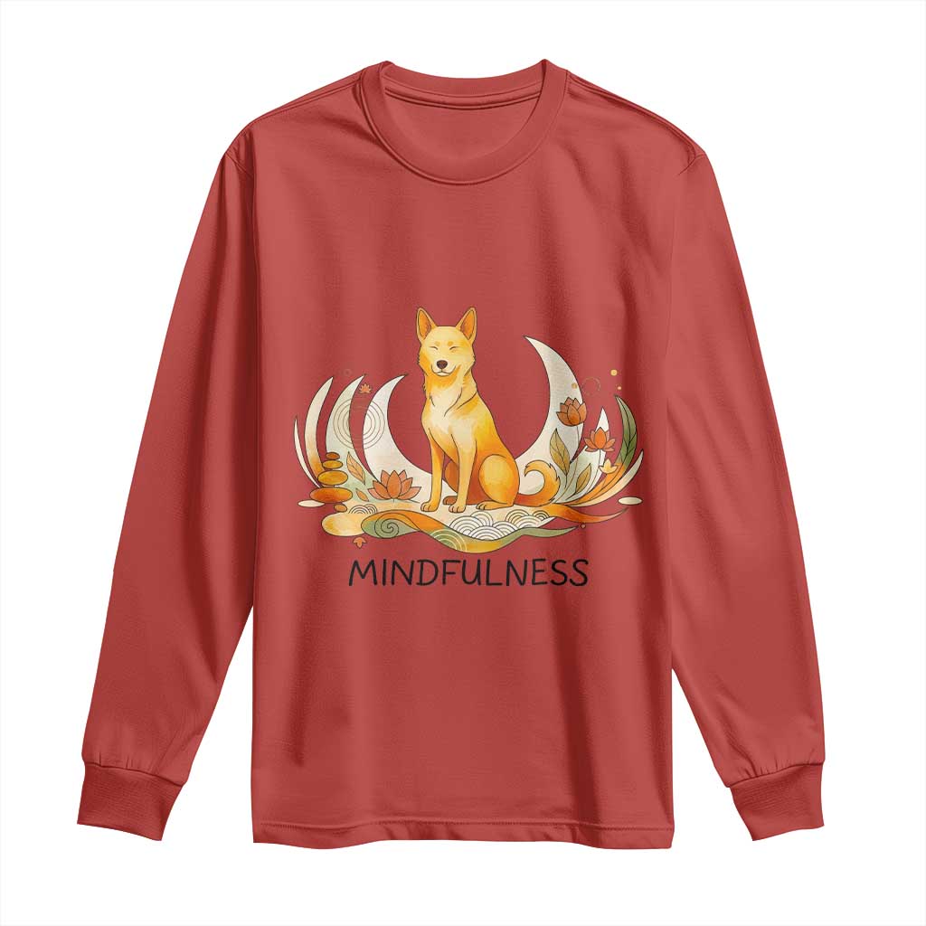 Mindful Aloka the Dog Mindfulness Long Sleeve Shirt Zen Lotus Spiritual Calm