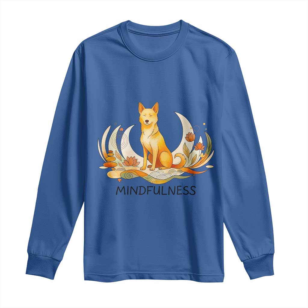 Mindful Aloka the Dog Mindfulness Long Sleeve Shirt Zen Lotus Spiritual Calm