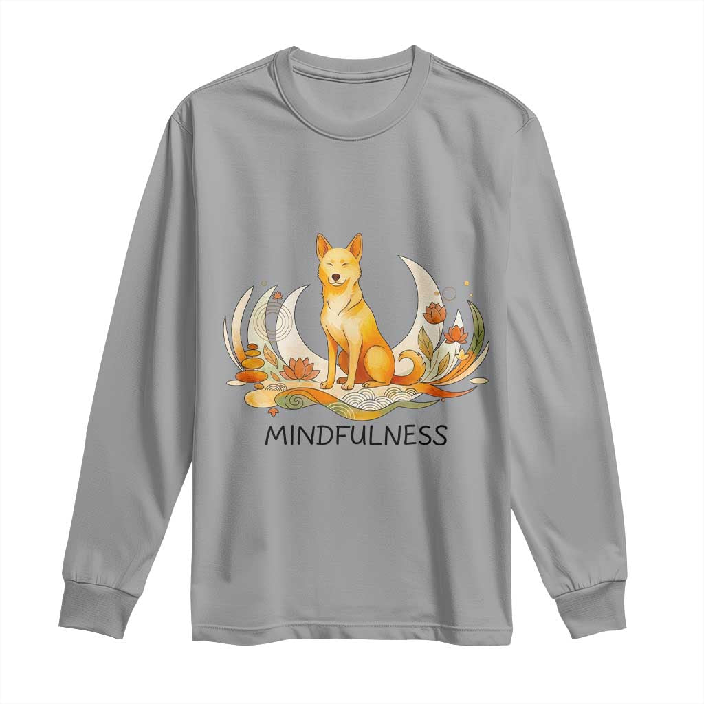 Mindful Aloka the Dog Mindfulness Long Sleeve Shirt Zen Lotus Spiritual Calm