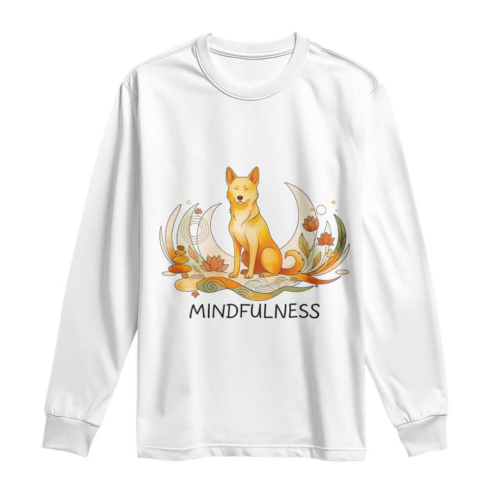 Mindful Aloka the Dog Mindfulness Long Sleeve Shirt Zen Lotus Spiritual Calm