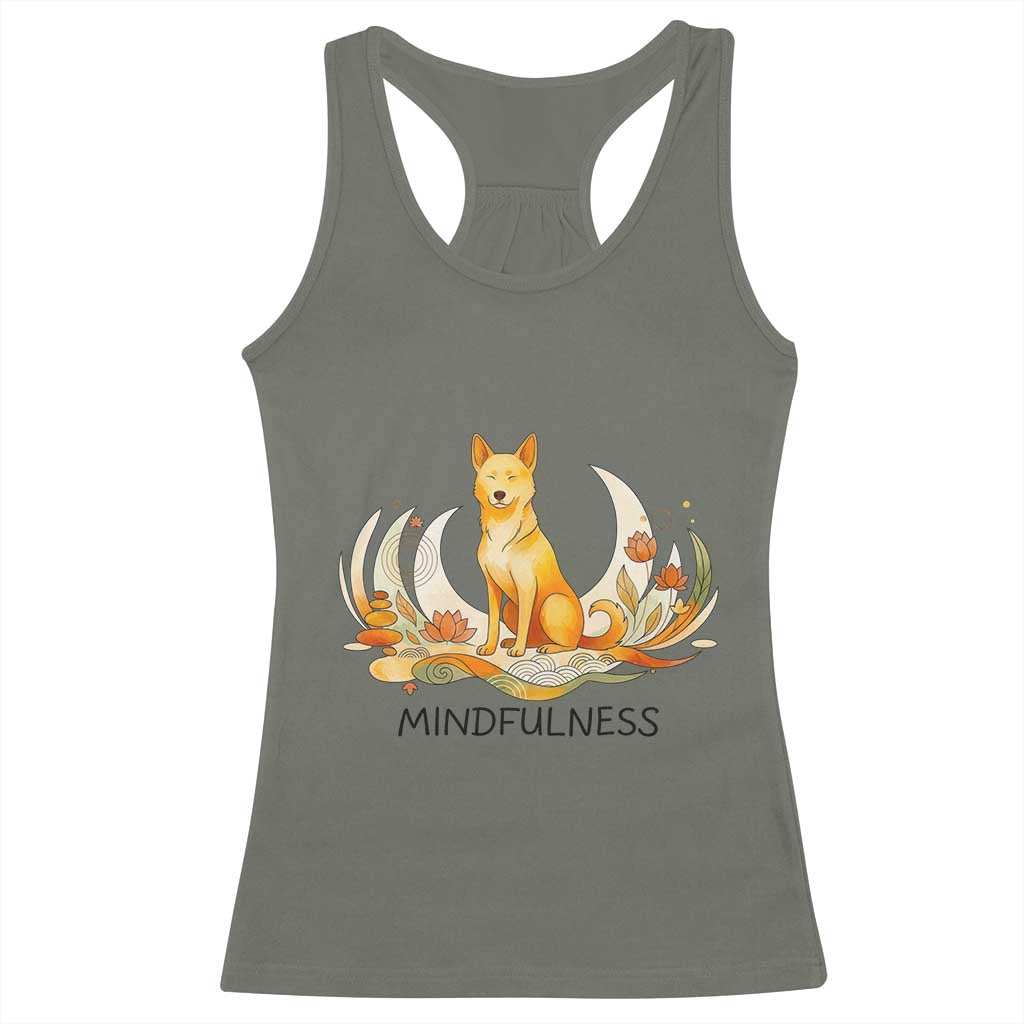 Mindful Aloka the Dog Mindfulness Racerback Tank Top Zen Lotus Spiritual Calm