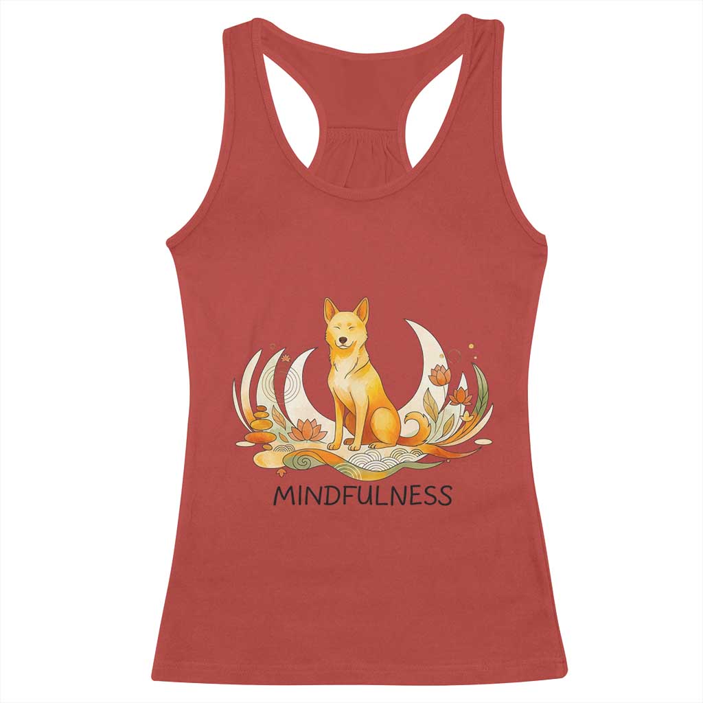 Mindful Aloka the Dog Mindfulness Racerback Tank Top Zen Lotus Spiritual Calm