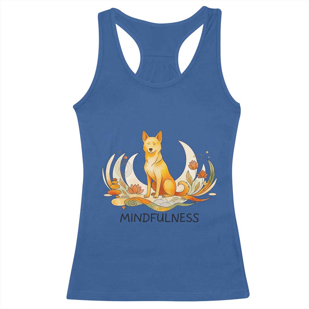 Mindful Aloka the Dog Mindfulness Racerback Tank Top Zen Lotus Spiritual Calm
