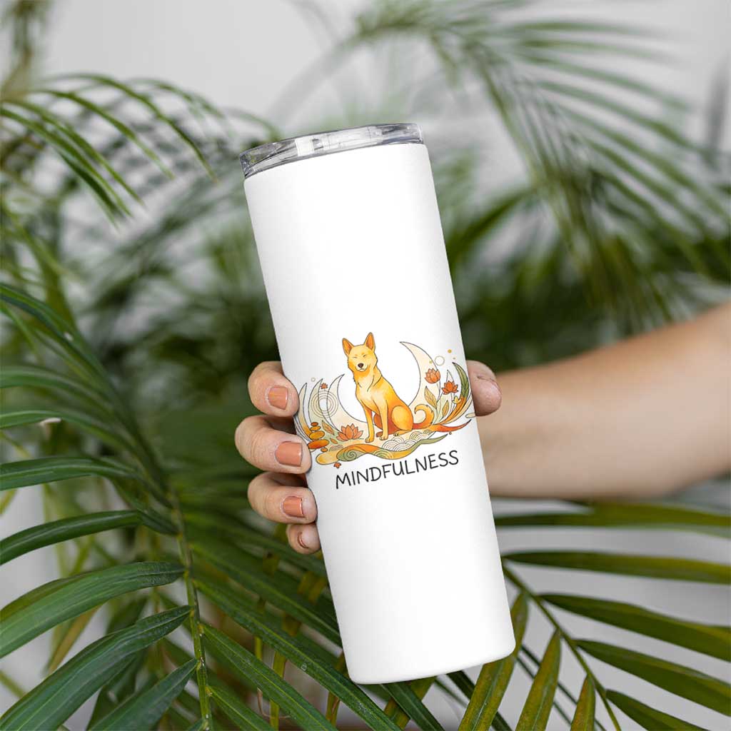 Mindful Aloka the Dog Mindfulness Skinny Tumbler Zen Lotus Spiritual Calm