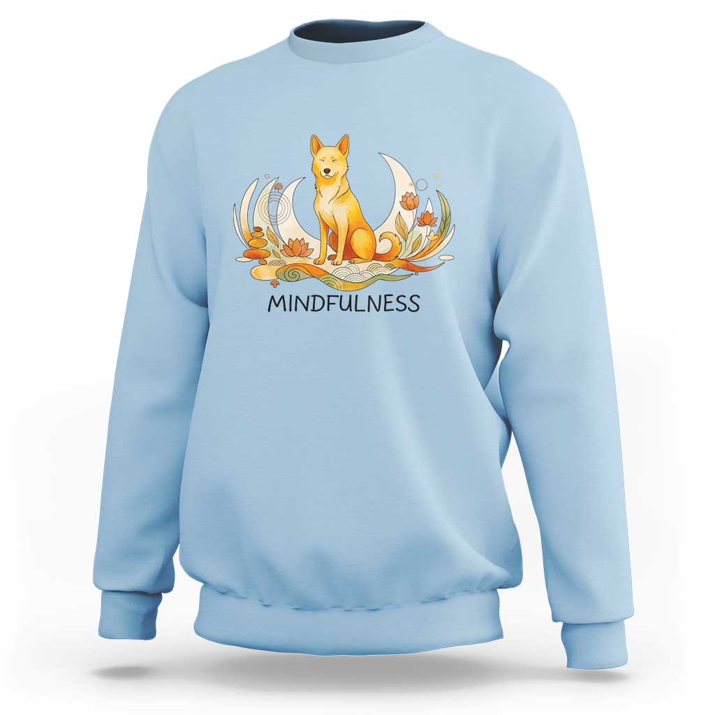 Mindful Aloka the Dog Mindfulness Sweatshirt Zen Lotus Spiritual Calm