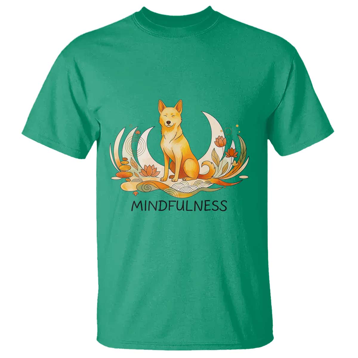 Mindful Aloka the Dog Mindfulness T Shirt Zen Lotus Spiritual Calm