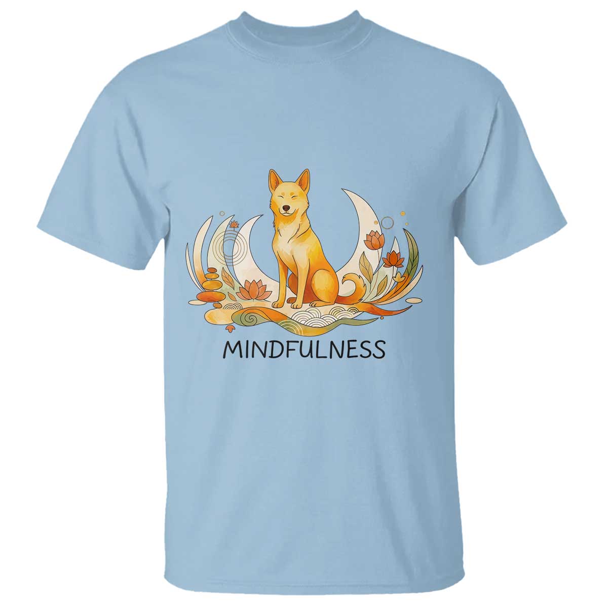 Mindful Aloka the Dog Mindfulness T Shirt Zen Lotus Spiritual Calm