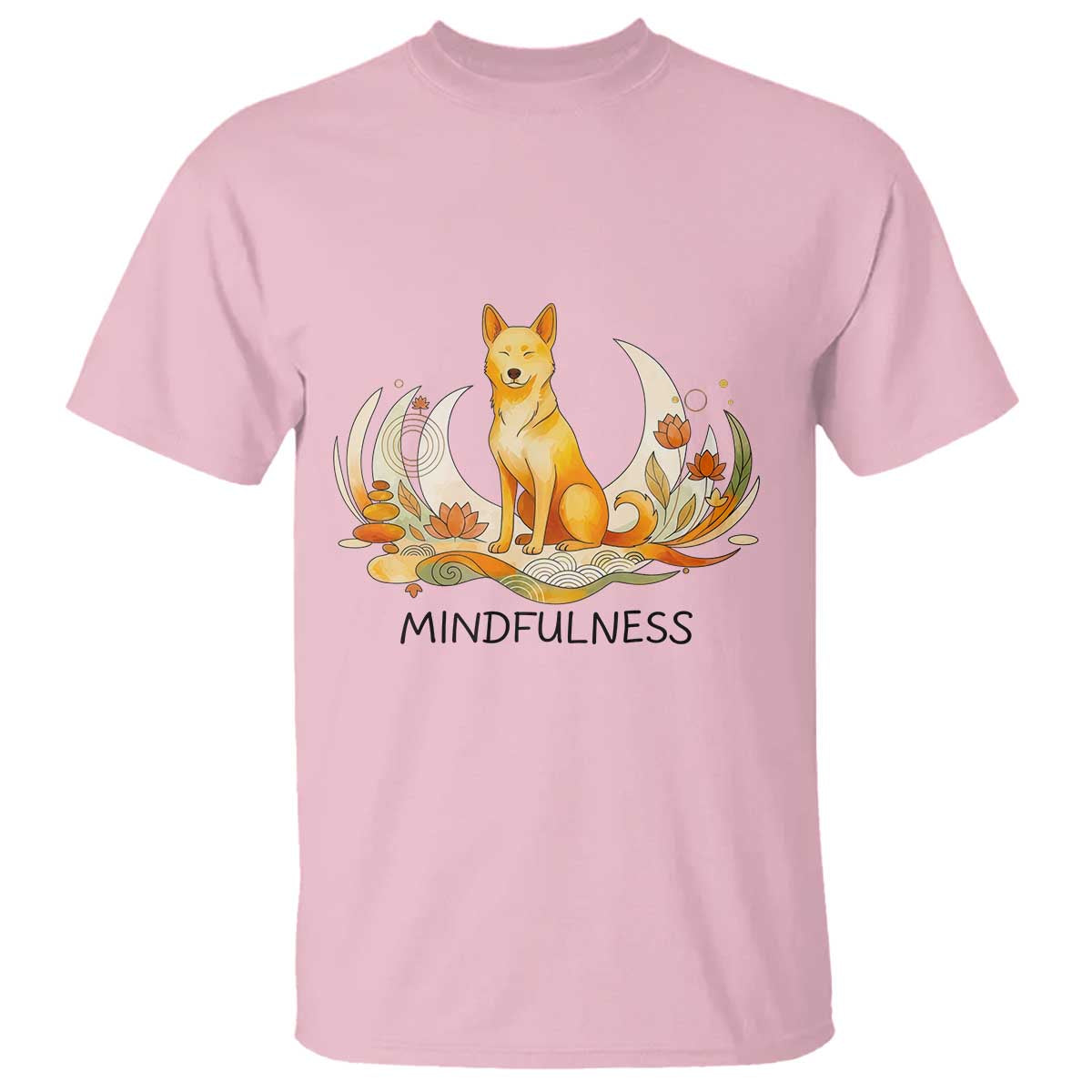 Mindful Aloka the Dog Mindfulness T Shirt Zen Lotus Spiritual Calm