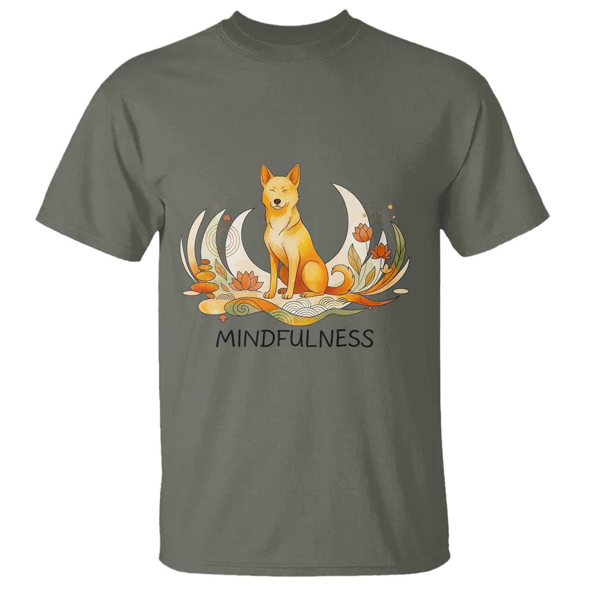 Mindful Aloka the Dog Mindfulness T Shirt Zen Lotus Spiritual Calm