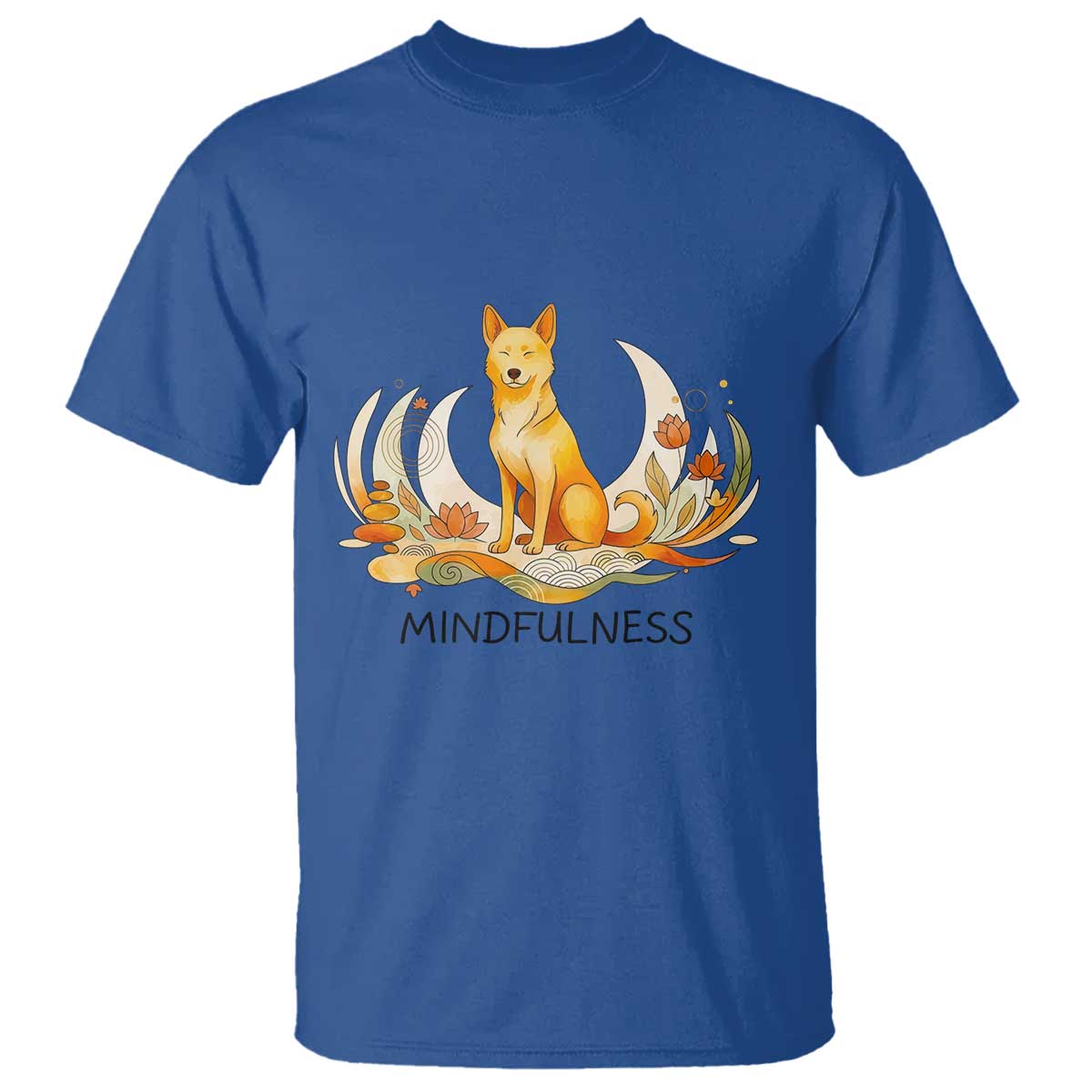 Mindful Aloka the Dog Mindfulness T Shirt Zen Lotus Spiritual Calm