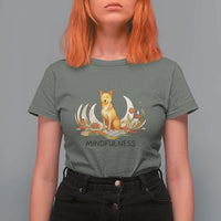 Mindful Aloka the Dog Mindfulness T Shirt For Women Zen Lotus Spiritual Calm