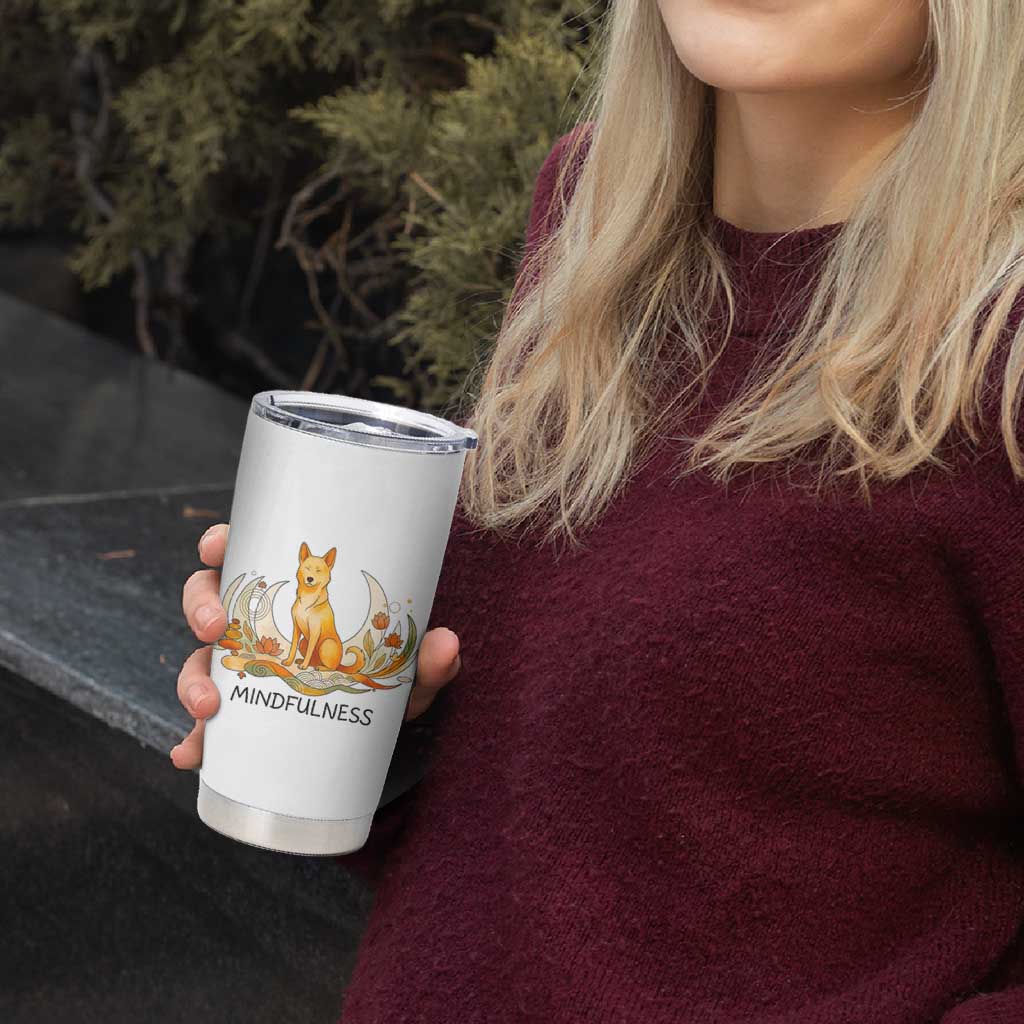 Mindful Aloka the Dog Mindfulness Tumbler Cup Zen Lotus Spiritual Calm