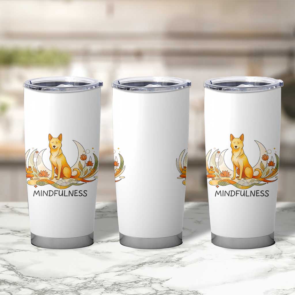Mindful Aloka the Dog Mindfulness Tumbler Cup Zen Lotus Spiritual Calm