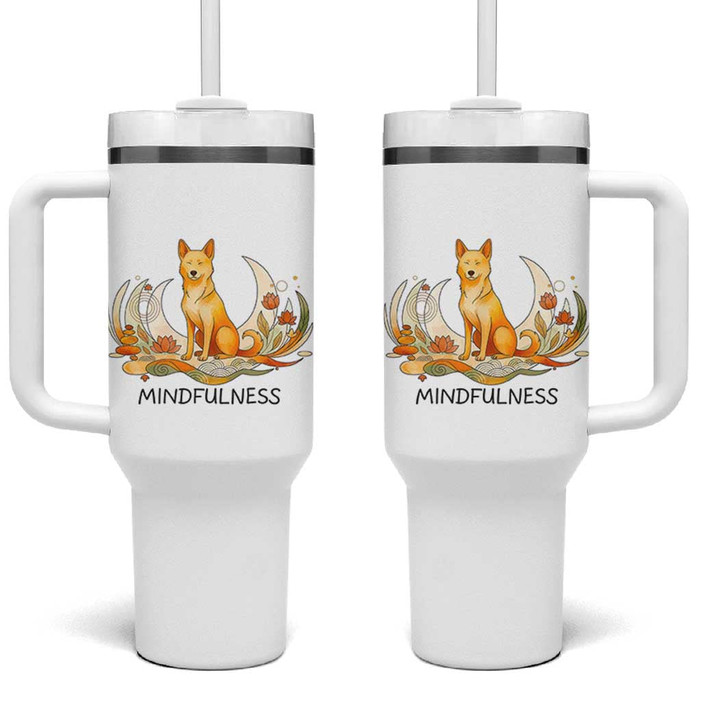 Mindful Aloka the Dog Mindfulness Tumbler With Handle Zen Lotus Spiritual Calm
