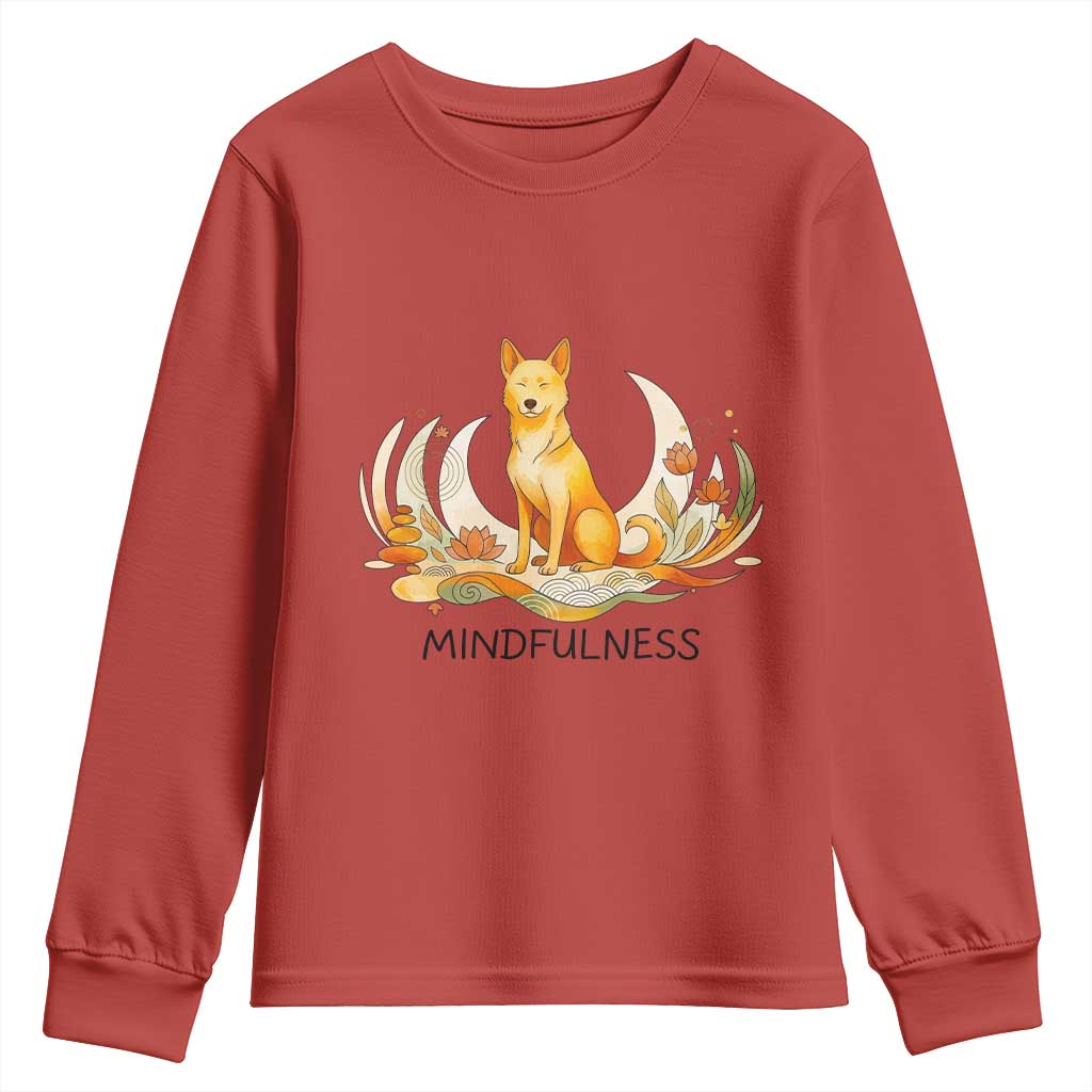 Mindful Aloka the Dog Mindfulness Youth Sweatshirt Zen Lotus Spiritual Calm