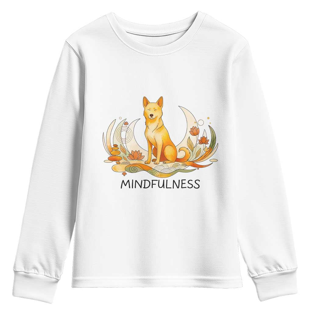 Mindful Aloka the Dog Mindfulness Youth Sweatshirt Zen Lotus Spiritual Calm