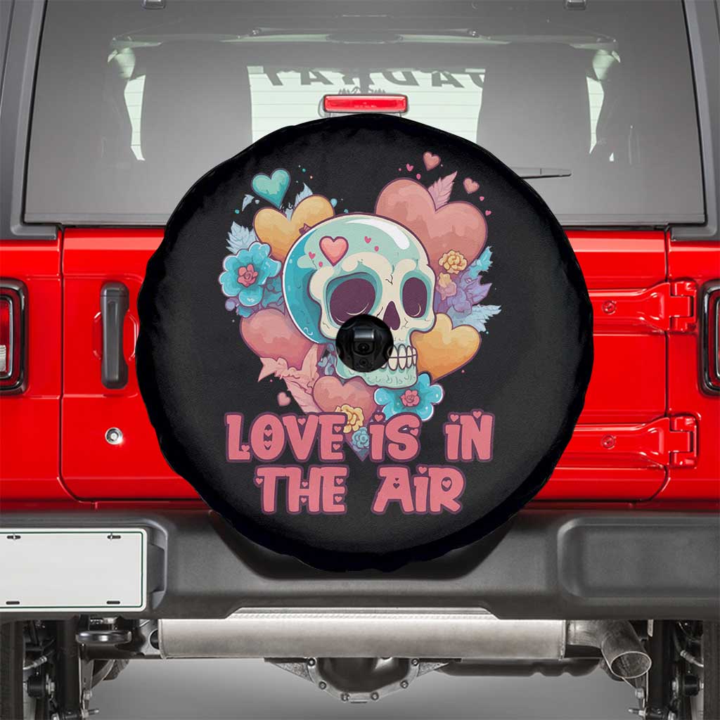 Floral Skull Spare Tire Cover Funny Love In The Air Floral Skull Anti Valentines Day