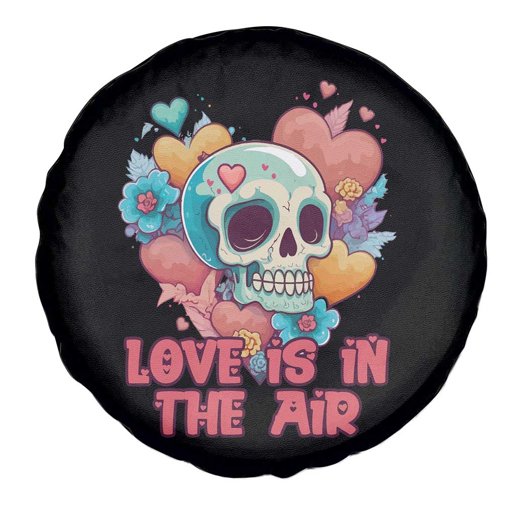 Floral Skull Spare Tire Cover Funny Love In The Air Floral Skull Anti Valentines Day