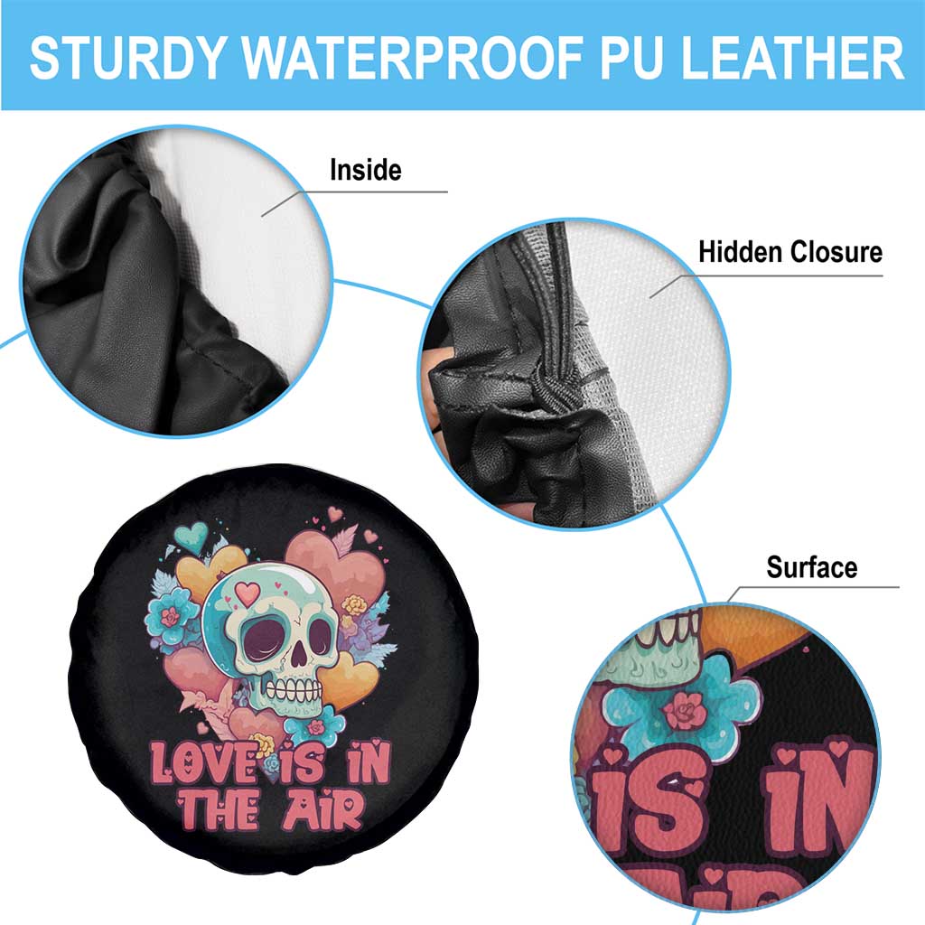 Floral Skull Spare Tire Cover Funny Love In The Air Floral Skull Anti Valentines Day