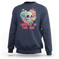 Floral Skull Sweatshirt Funny Love In The Air Floral Skull Anti Valentines Day - Wonder Print Shop