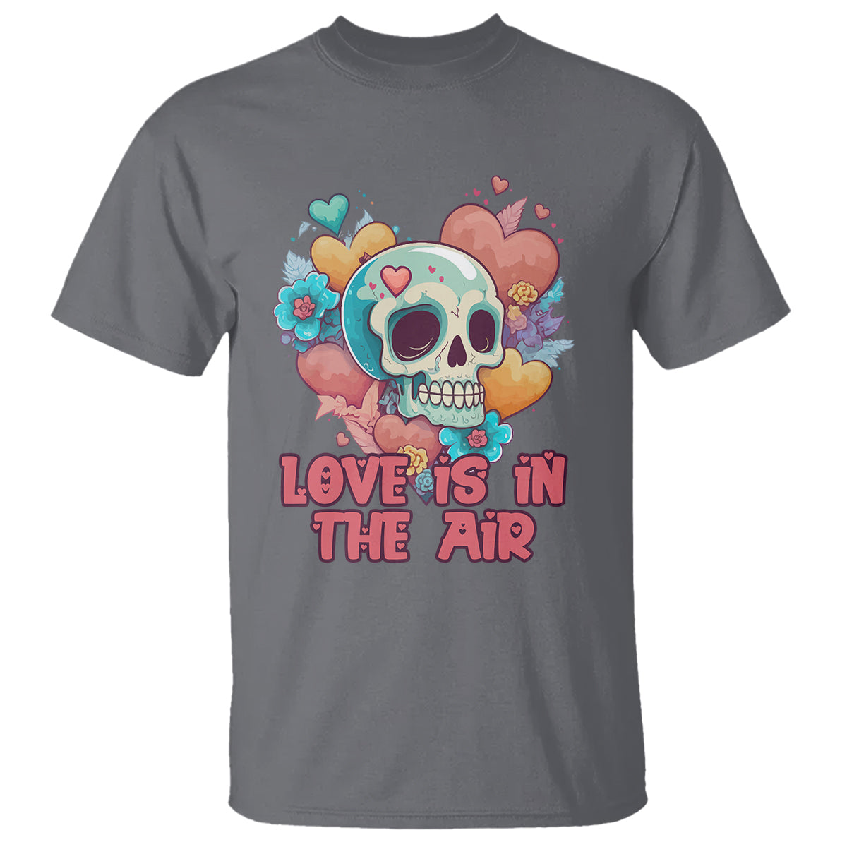 Floral Skull T Shirt Funny Love In The Air Floral Skull Anti Valentines Day - Wonder Print Shop