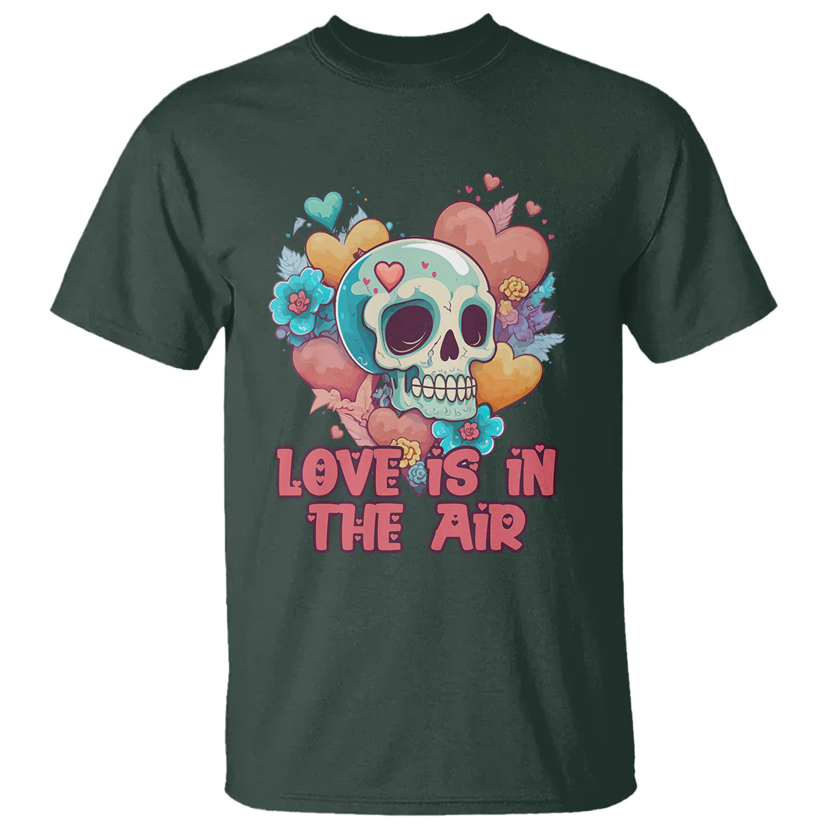Floral Skull T Shirt Funny Love In The Air Floral Skull Anti Valentines Day - Wonder Print Shop