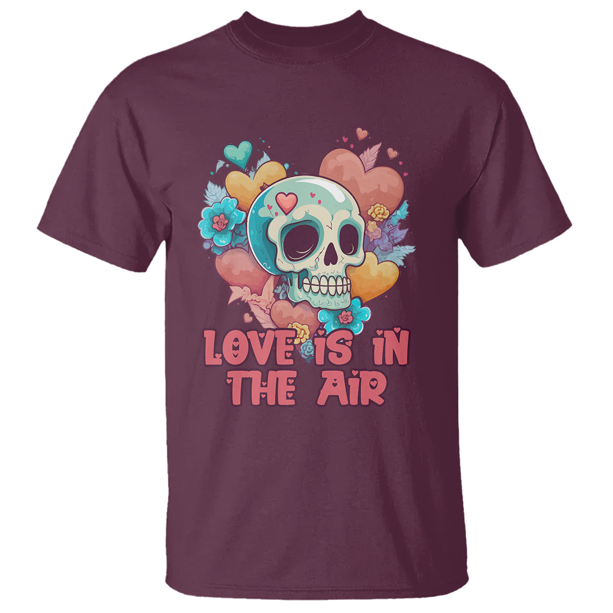 Floral Skull T Shirt Funny Love In The Air Floral Skull Anti Valentines Day - Wonder Print Shop