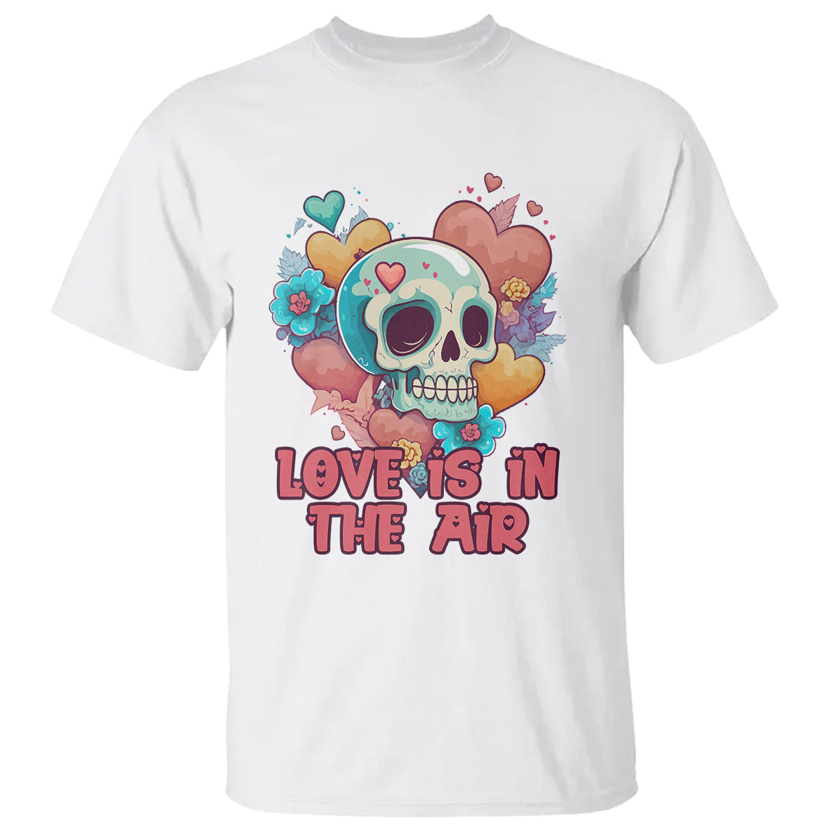 Floral Skull T Shirt Funny Love In The Air Floral Skull Anti Valentines Day - Wonder Print Shop