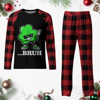 Funny Dabbing Shamrock Plaid Pajama Set Bruh St. Patrick's Day - Wonder Print Shop