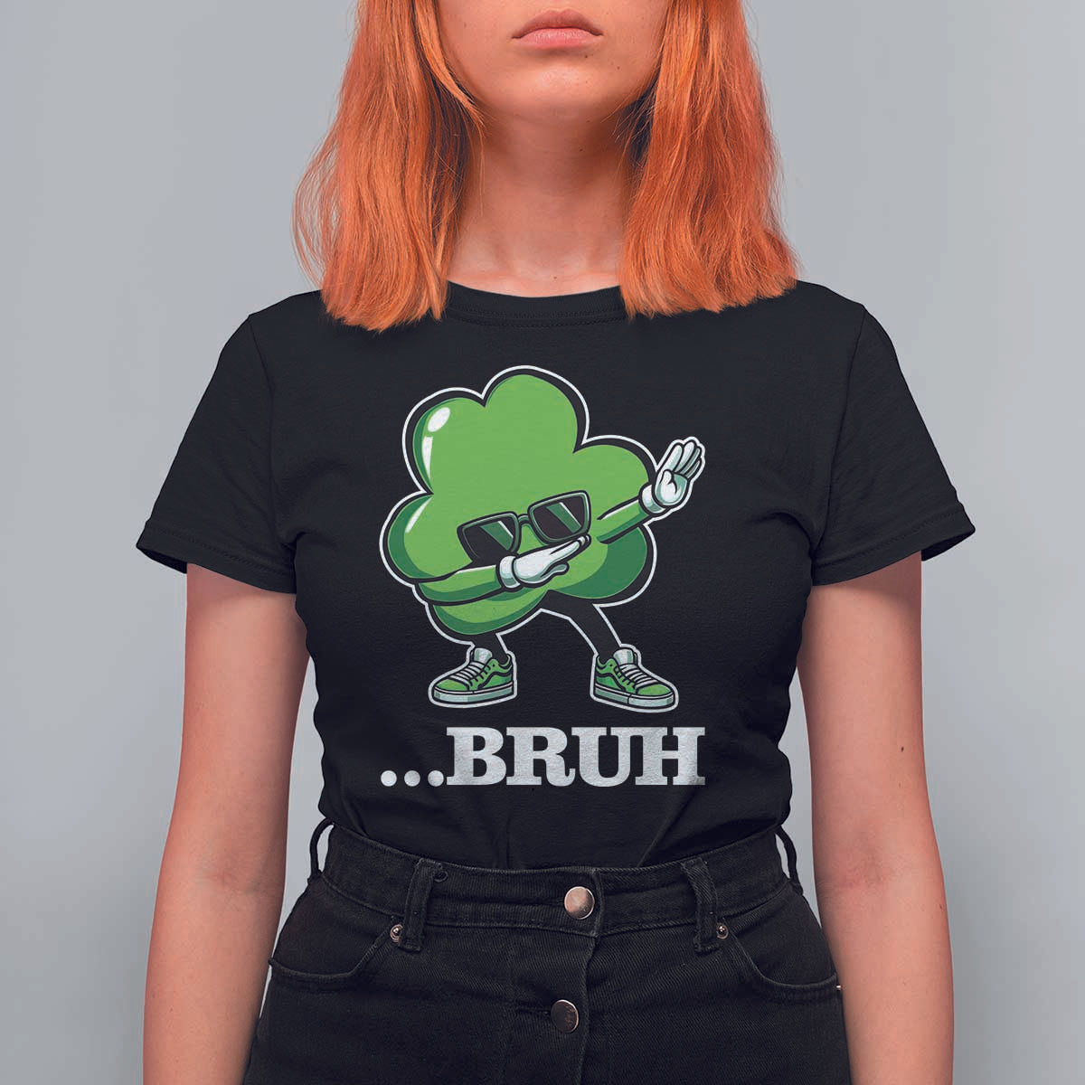 Funny Dabbing Shamrock T Shirt For Women Bruh St. Patrick's Day