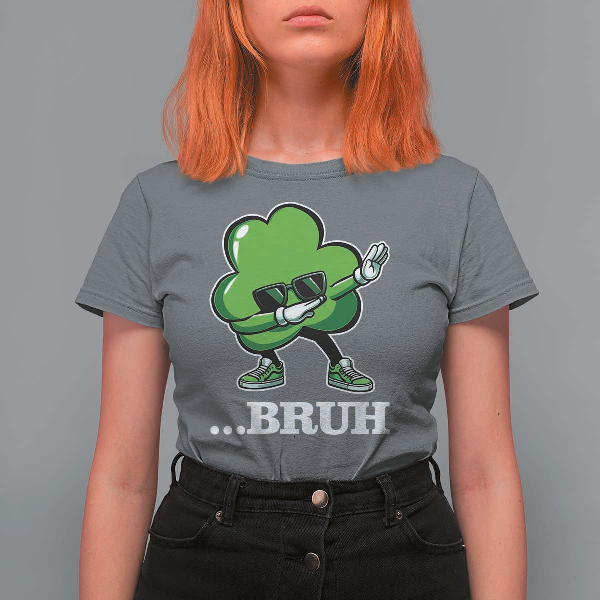 Funny Dabbing Shamrock T Shirt For Women Bruh St. Patrick's Day
