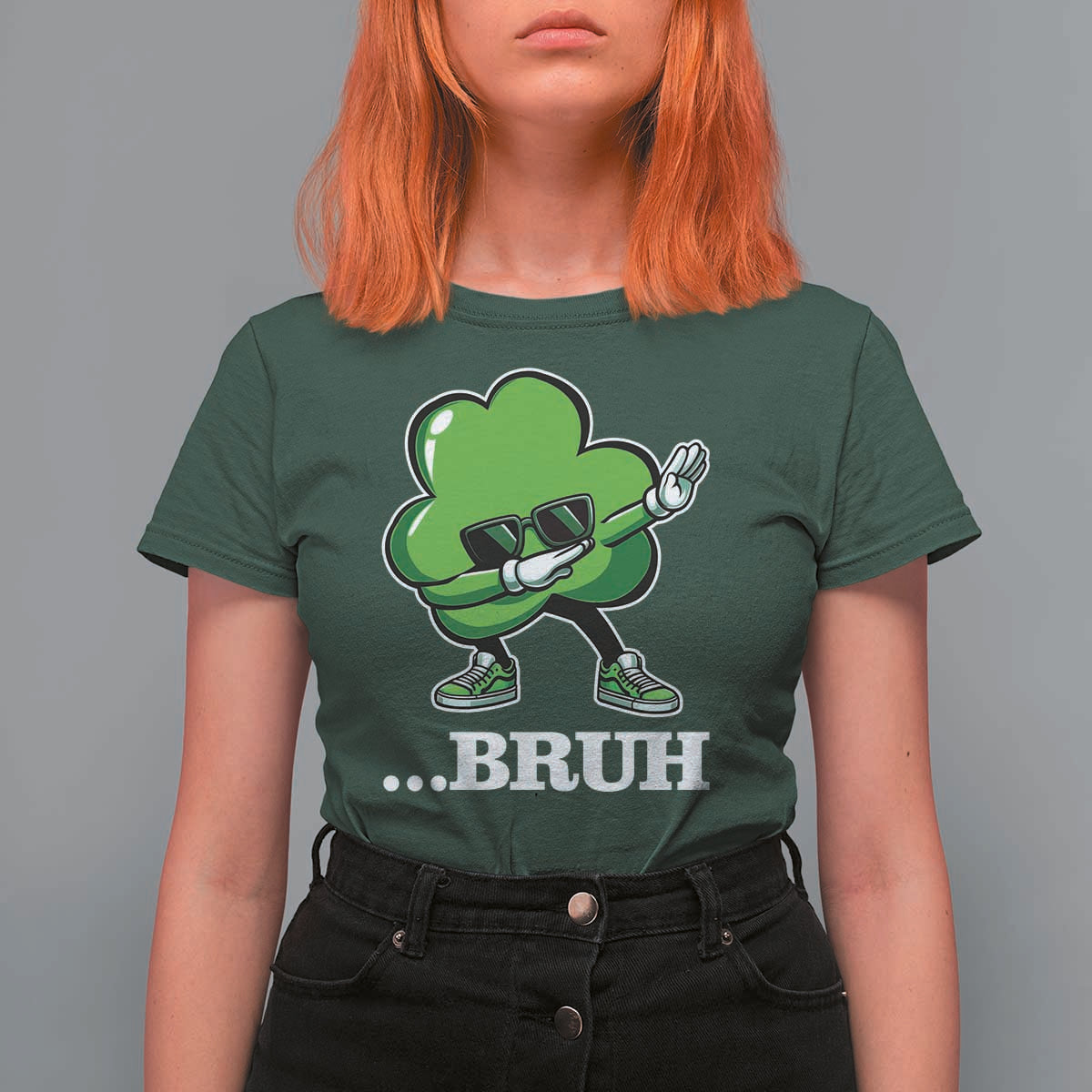 Funny Dabbing Shamrock T Shirt For Women Bruh St. Patrick's Day